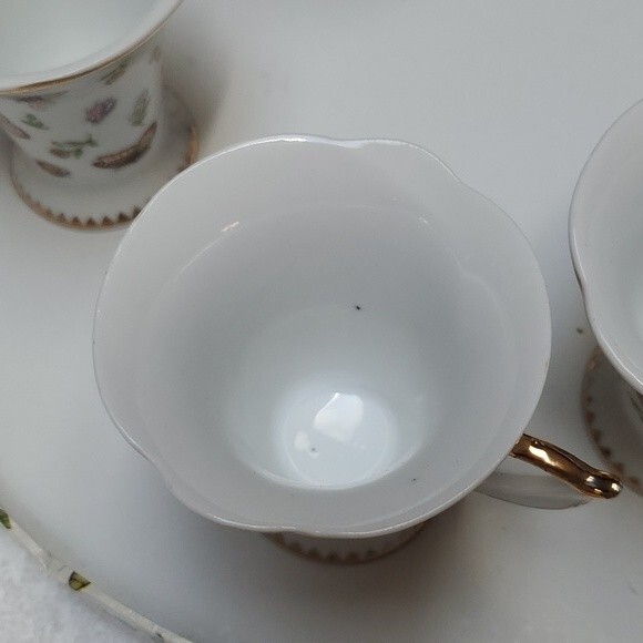 Porcelain Demitasse Teacups Saucers Butterflies (6) ITALIAN DESIGN CERAMICS vtg - Picture 4 of 16